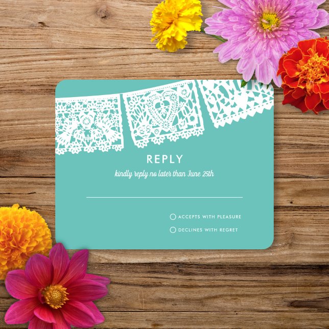 Modern Papel Picado Custom Color | Wedding RSVP (Creator Uploaded)