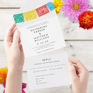 Modern Papel Picado Wedding Banner All In One Invitation