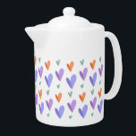 Modern Paper Hearts Pattern Teapot<br><div class="desc">Inspired by the art of paper folding this modern heart pattern is designed to resemble flower petals.</div>