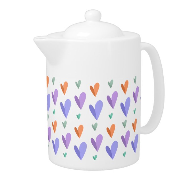 Modern Paper Hearts Pattern Teapot (Right)