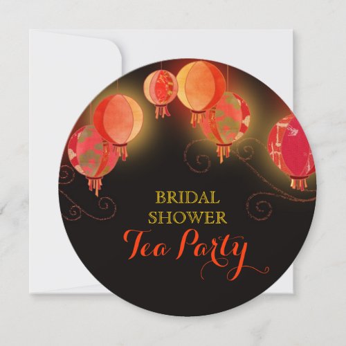 Modern Paper Lanterns Bridal Shower Tea Party Invitation