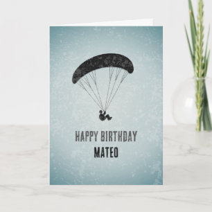 Modern Paraglider Graphic on Grunge Metal Birthday Card