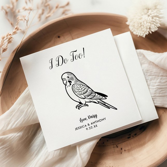 Modern Parakeet Wedding Cocktail Napkins (Creator Uploaded)