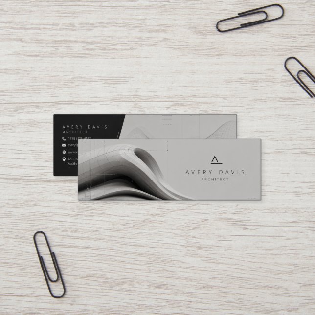 Modern Parametric Futurist Architect Mini Business Card (Front/Back In Situ)