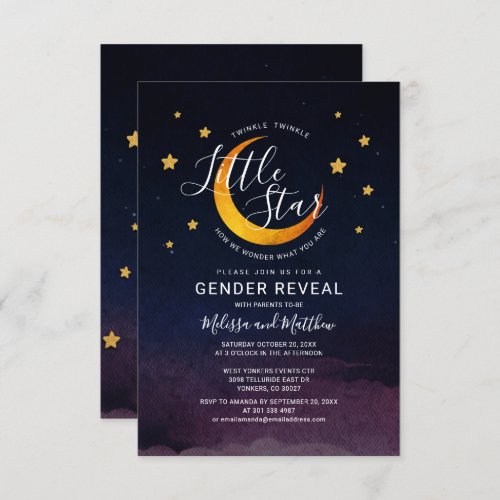 Modern Parents To Be Gender Reveal Moon Stars Invitation