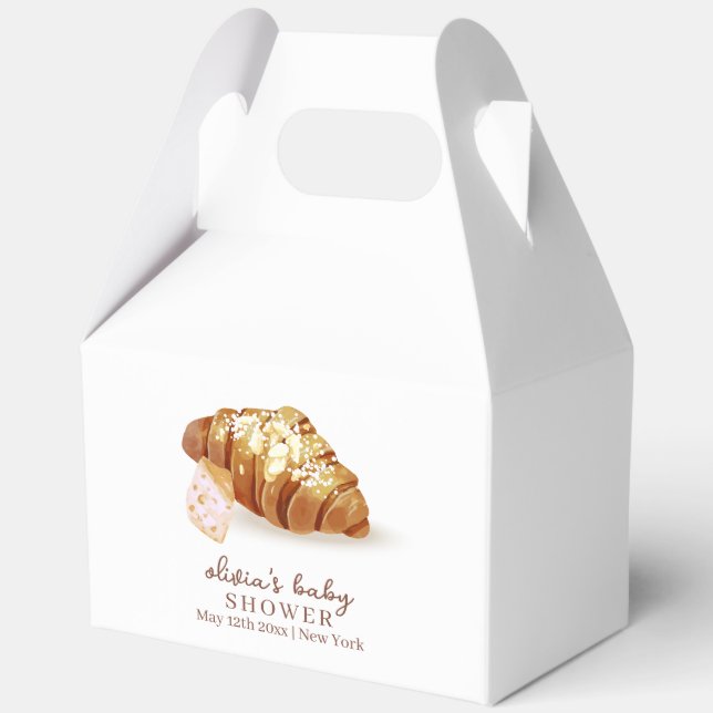 Modern Paris Bakery Pastry Croissant Baby Shower  Favor Boxes (Back)