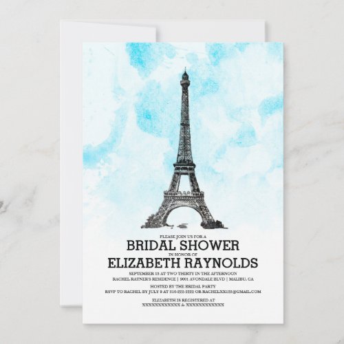 Modern Paris Bridal Shower Invitations