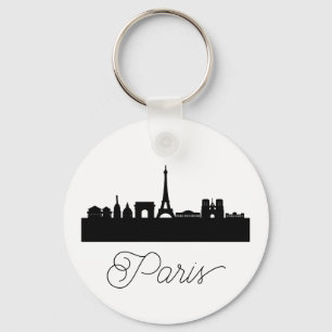Modern Paris, France City Stylized Skyline Keychain