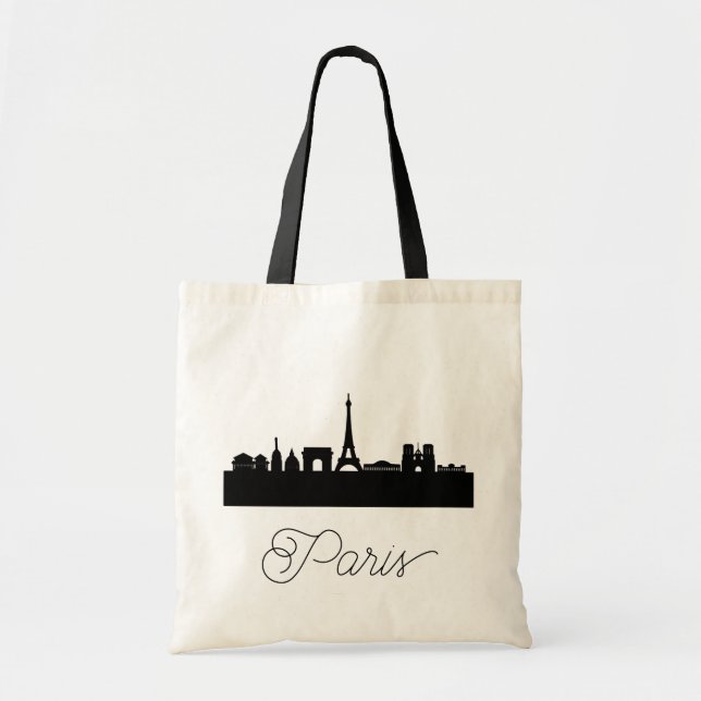 Modern  Paris, France City | Stylized Skyline  Tote Bag (Front)