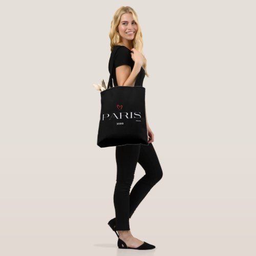 Modern Paris France Design Chic Black Tote Bag