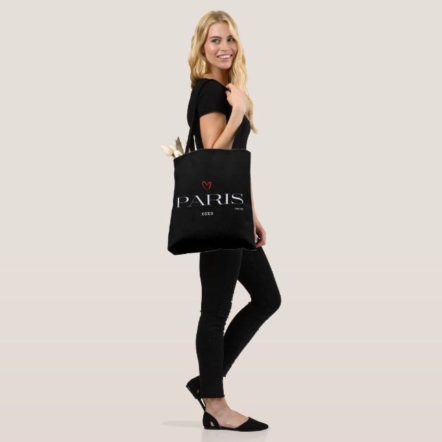 Modern Paris, France Design Chic Black Tote Bag (On Model)