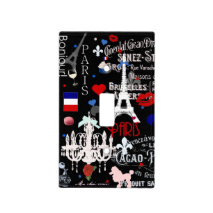 Modern Paris French black collage Light Switch Cover