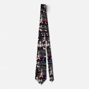 Modern Paris French black collage Neck Tie