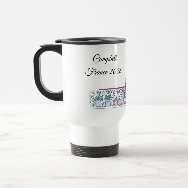 Modern Paris Window Silhouette Aesthetic Travel Mug (Left)