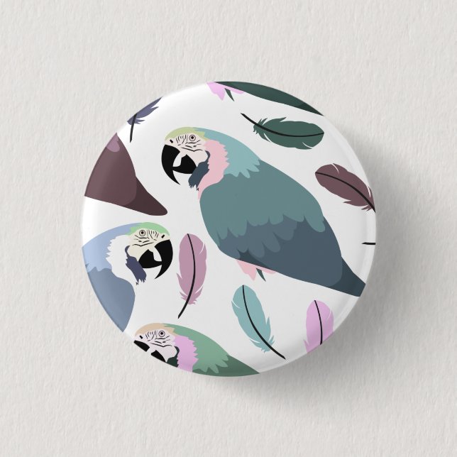Modern Parrots Tropical Pattern  Button (Front)