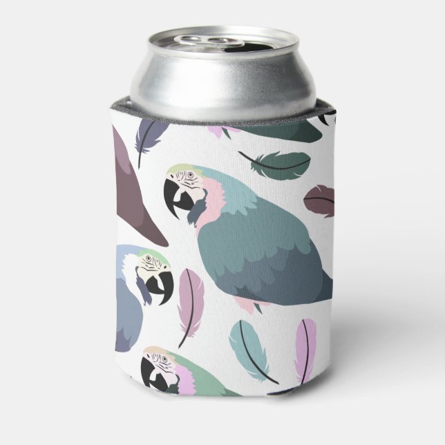 Modern Parrots Tropical Pattern  Can Cooler (Can Back)