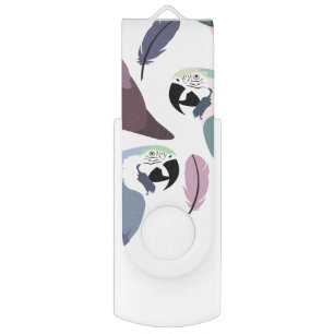 Modern Parrots Tropical Pattern  Flash Drive