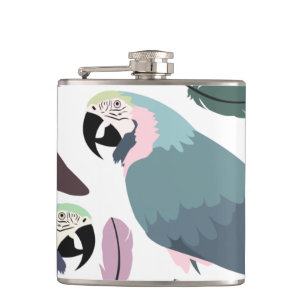 Modern Parrots Tropical Pattern  Flask