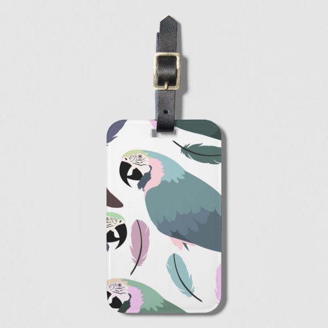 Modern Parrots Tropical Pattern  Luggage Tag (Front Vertical)