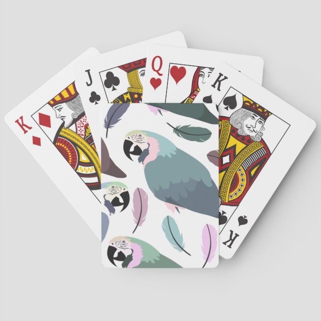 Modern Parrots Tropical Pattern  Poker Cards (Back)