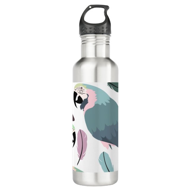 Modern Parrots Tropical Pattern  Stainless Steel Water Bottle (Front)