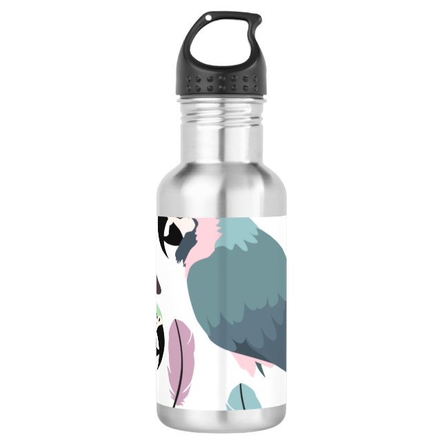 Modern Parrots Tropical Pattern  Stainless Steel Water Bottle (Front)