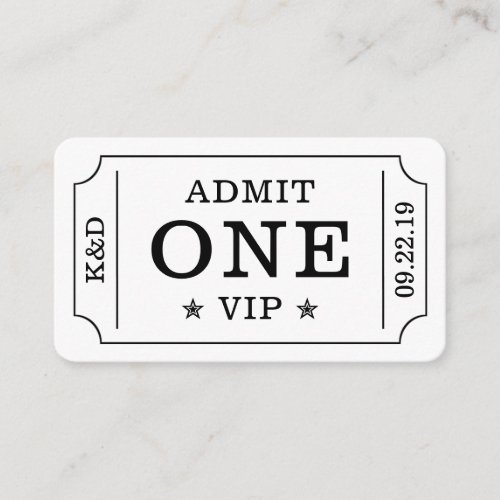 Modern Party Admission Ticket _ Black  White Enclosure Card