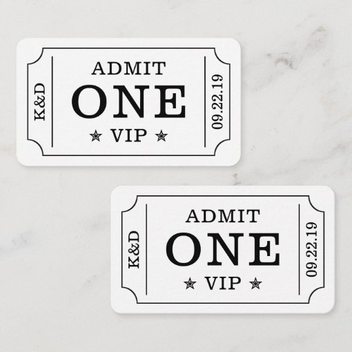 Modern Party Admission Ticket - Black & White Enclosure Card 