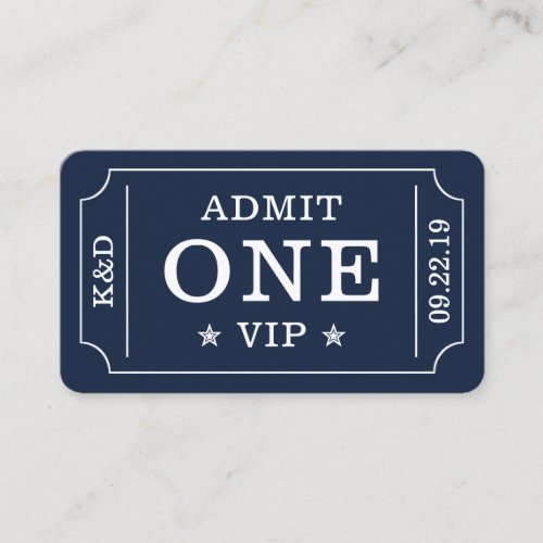 Modern Party Admission Ticket _ Navy  White Enclosure Card