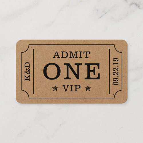 Modern Party Admission Ticket _ Rustic Kraft Enclosure Card