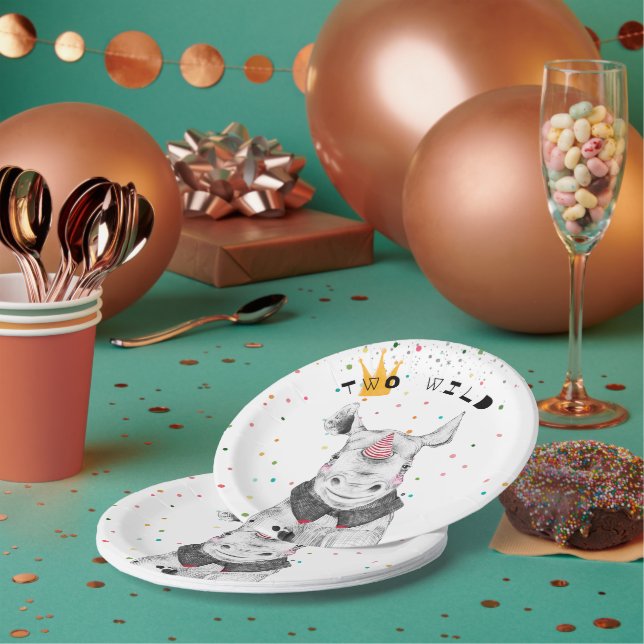 Modern Party Animals Birthday Party Paper Plates (Multi)