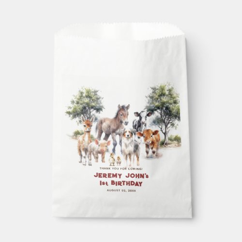 Modern Party Farm Animals Thank You For Coming Favor Bag