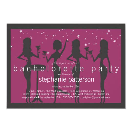 Modern Party Girls Cocktail Bachelorette Party Card | Zazzle
