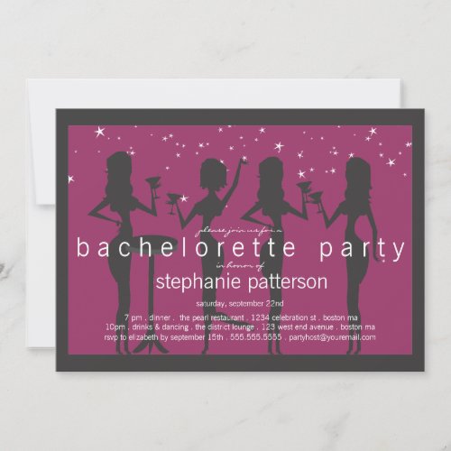 Modern Party Girls Cocktail Bachelorette Party Invitations