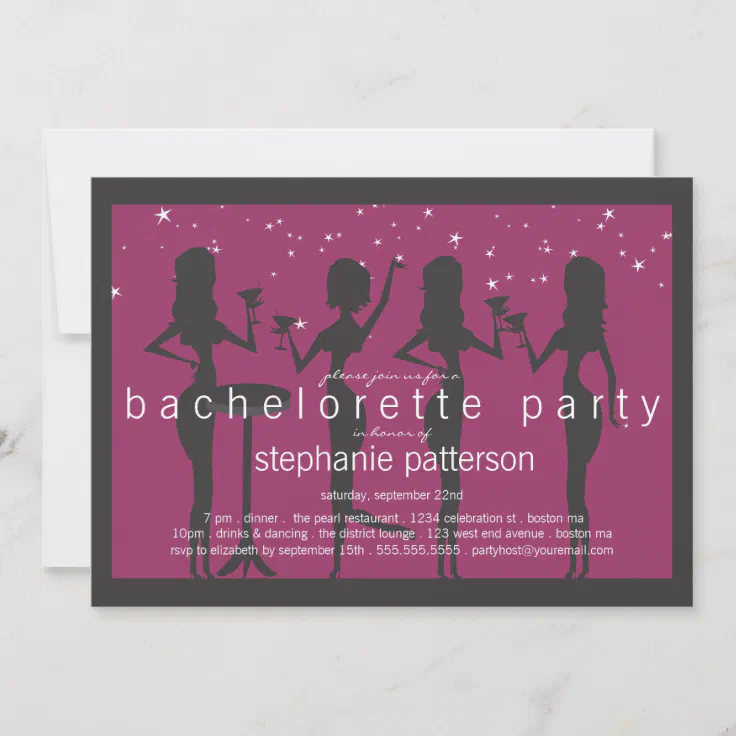 Modern Party Girls Cocktail Bachelorette Party Invitation | Zazzle
