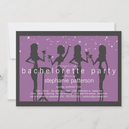 Modern Party Girls Cocktail Bachelorette Party Custom Invitations