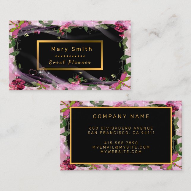 Modern Party Gold Add Your Text Business Card (Front/Back)