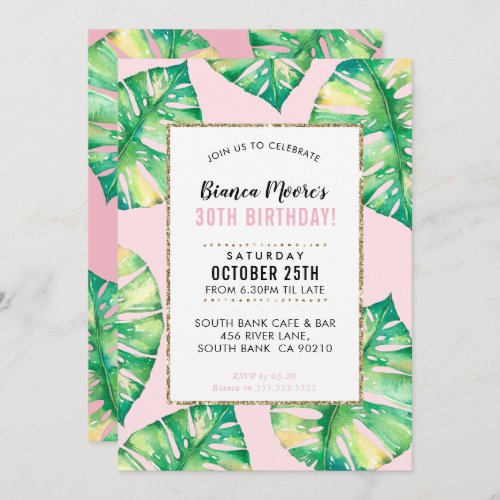 MODERN PARTY INVITE tropical monstera leaves