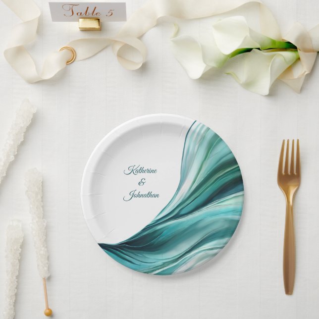 Modern Party Supplies-Emerald Green- Paper Plates (Wedding)
