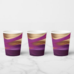 Modern Party Supplies-Purple Fuchsia and Gold Paper Cups