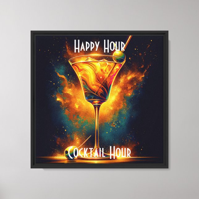 Modern Party Time Neon Personalized Canvas Print (Front)