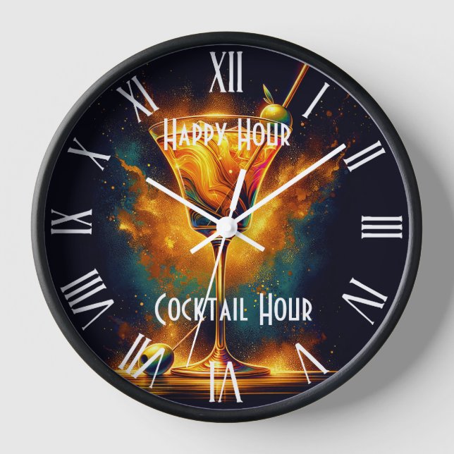 Modern Party Time Neon Personalized Clock (Front)