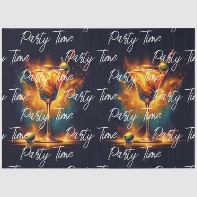 Modern Party Time Neon Personalized Tissue Paper (Front)
