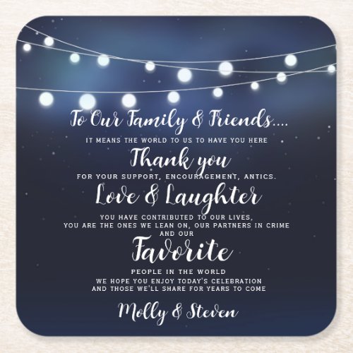 Modern partywedding Thank you Square Paper Coaster