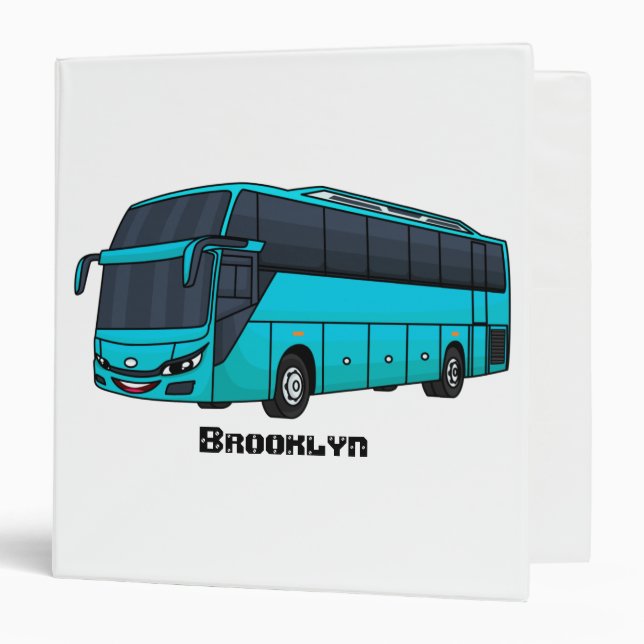 Modern passenger bus cartoon illustration 3 ring binder (Front/Inside)