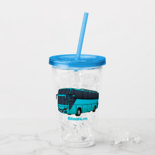 Modern passenger bus cartoon illustration acrylic tumbler