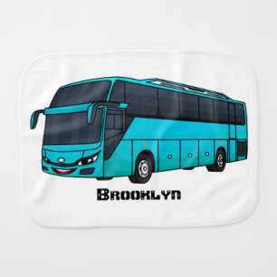 Modern passenger bus cartoon illustration baby burp cloth