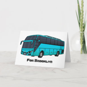Modern passenger bus cartoon illustration card