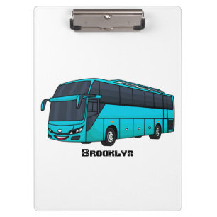 Modern passenger bus cartoon illustration clipboard