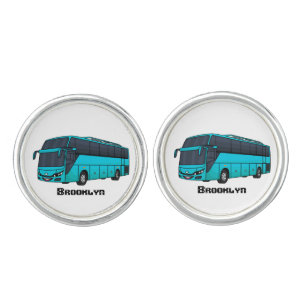 Modern passenger bus cartoon illustration cufflinks
